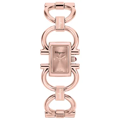 Salvatore Ferragamo Double Gancini Mini Ion-Plated Rose Gold Bracelet Watch | 13.5mmx20.5mm | SFKH00223