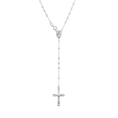 Sterling Silver Cross Rosary Necklace