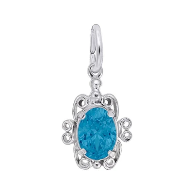 Sterling Silver December Birthstone Flat Charm