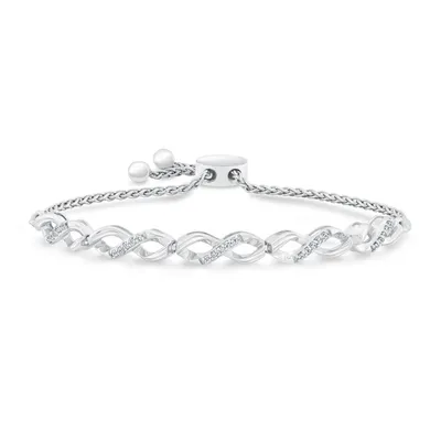 Sterling Silver Diamond Infinity Bolo Bracelet 1/6ctw