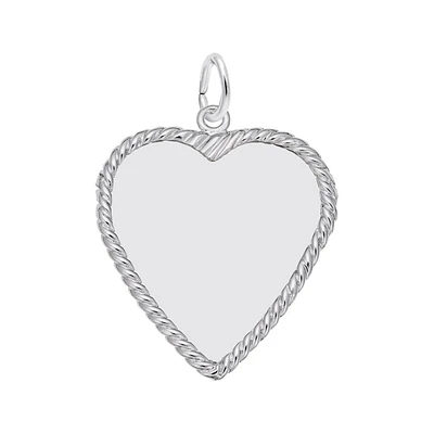 Sterling Silver Heart Disc Flat Charm