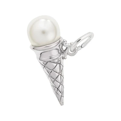 Sterling Silver Ice Cream Cone 3D Charm