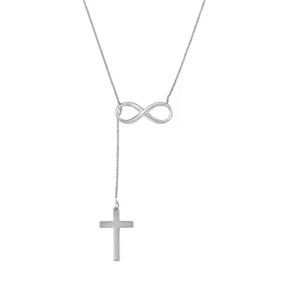 Sterling Silver Infinity Cross Adjustable Necklace