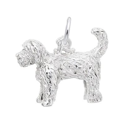 Sterling Silver Labradoodle Dog 3D Charm