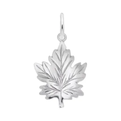 Sterling Silver Large Maple Leaf Flat Back 2D Charm