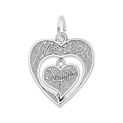 Sterling Silver Mother Daughter Hearts Flat Charm