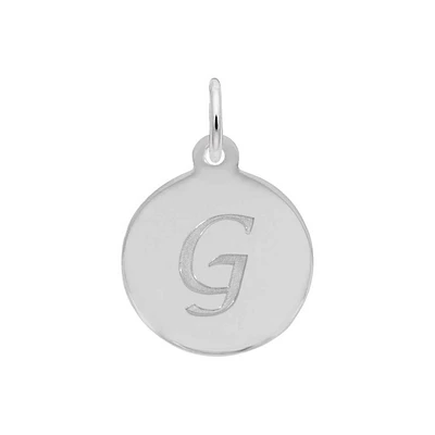 Sterling Silver Petite Script Initial Disc Flat Charm