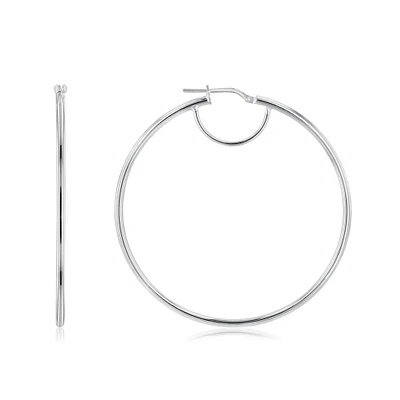 Sterling Silver Polished 50mm Hoop Earrings