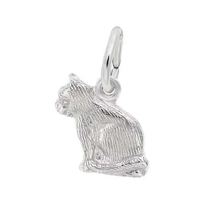 Sterling Silver Sitting Cat Accent 2D Charm