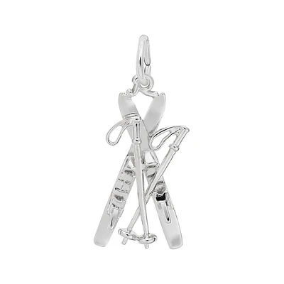 Sterling Silver Skis 3D Charm