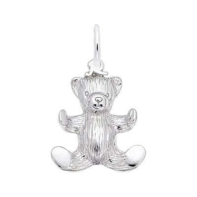 Sterling Silver Teddy Bear Hollow Back 3D Charm