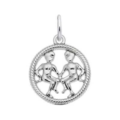 Sterling Silver Zodiac Gemini Cut-Out Flat Charm