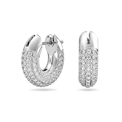 Swarovski Crystal Dextera Hoop Earrings | White Crystal | Rhodium Plated