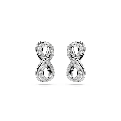 Swarovski Crystal Hyperbola Rhodium Plated Infinity Stud Earrings