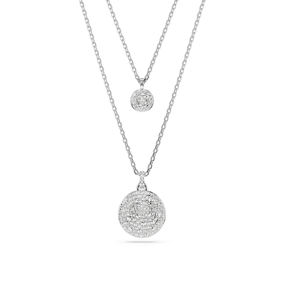 Swarovski Crystal Sublima Rhodium Plated Layered Pendant Necklace