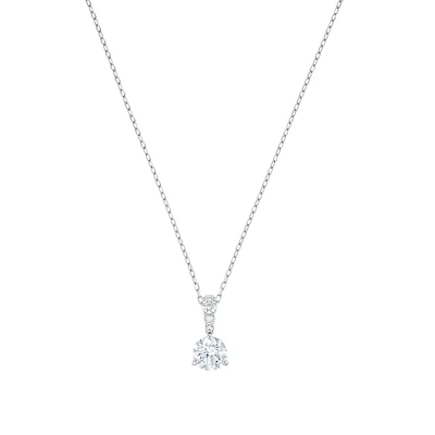 Swarovski Crystal White Solitaire Pendant Necklace, Rhodium-Plated