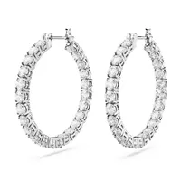 Swarovski Zirconia Matrix White Round Cut White Rhodium Plated Inside Out Hoop Earrings