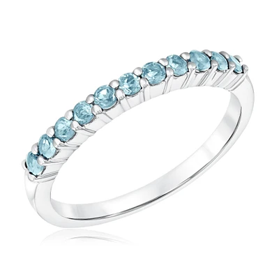 Swiss Blue Topaz Single Row Sterling Silver Band