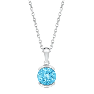 Swiss Blue Topaz Sterling Silver Pendant Necklace