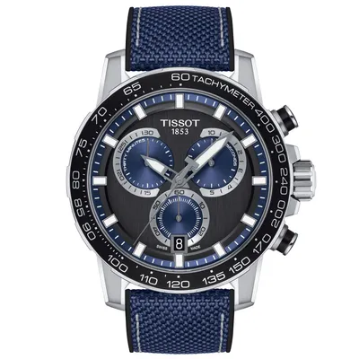 Tissot T-Sport Supersport Quartz Chrono Blue Leather Strap Watch | 46mm | T1256171705103