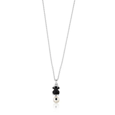 TOUS Black Onyx and Pearl Sterling Silver Necklace