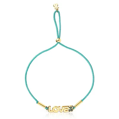 TOUS Crossword Yellow Gold-Plated and Chrome Diopside Love Bracelet