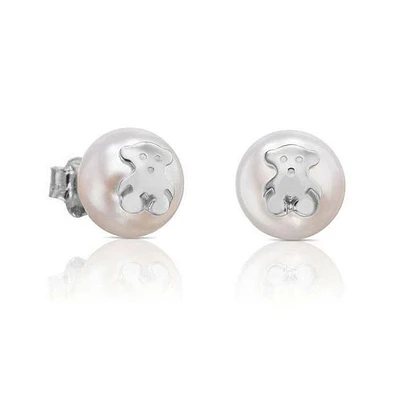 TOUS Freshwater Cultured Pearl and Bear Stud Earrings