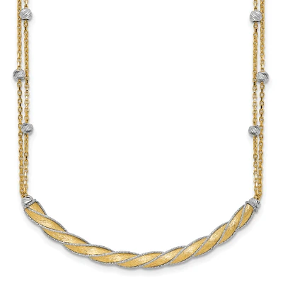 Two-Tone Gold Hollow Twist Curved Bar Necklace