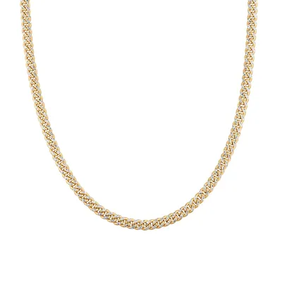 Two-Tone Semi-Solid Diamond-Cut Curb Link Chain Necklace | 5.7mm | 22 Inches