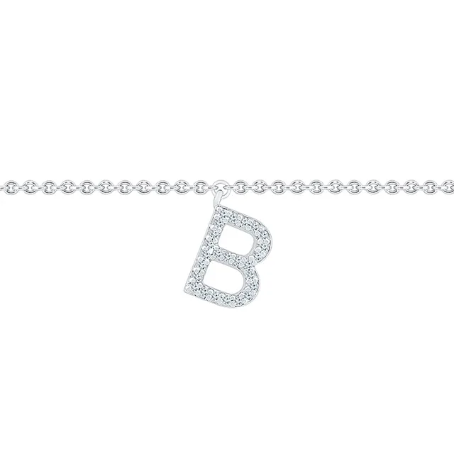 REEDS White Gold Diamond Initial H Bracelet 1/15ctw