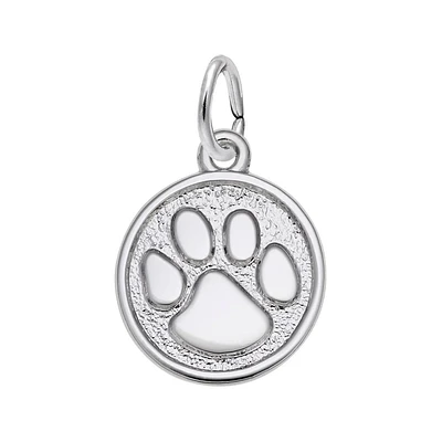 White Gold Small Paw Print Flat Charm