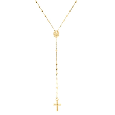 Yellow Gold Cross Rosary Necklace