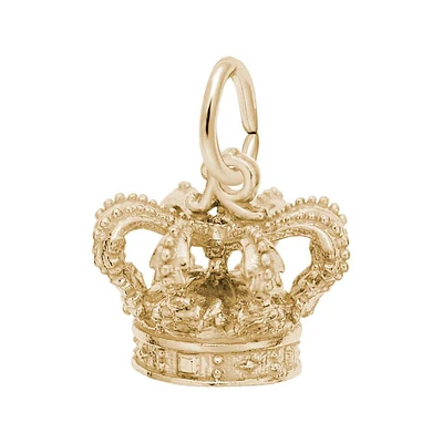 14k Yellow Gold Crown 3D Charm