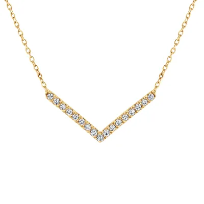 Yellow Gold Diamond Chevron Necklace 1/8ctw