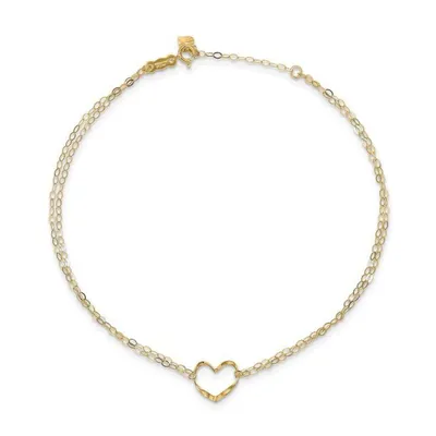 Yellow Gold Double Strand Heart Anklet