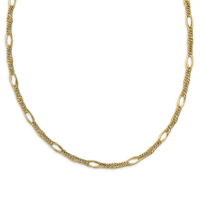 Yellow Gold Fancy Station Link Chain Necklace | 7mm | 18 Inches
