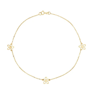 Yellow Gold Flower Station Anklet