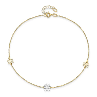 Yellow Gold Flower Station Anklet