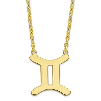 Yellow Gold Gemini Zodiac Plate Necklace