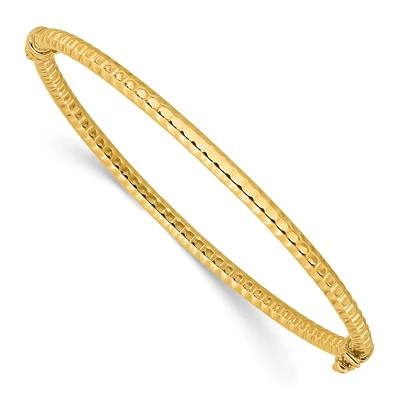 Yellow Gold Hammered Solid Bangle Bracelet | 3mm