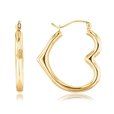 Yellow Gold Heart-Shaped Hoop Earrings