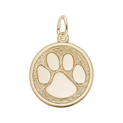 14k Yellow Gold Paw Print Flat Charm