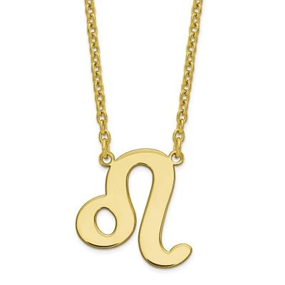 Yellow Gold Leo Zodiac Plate Necklace