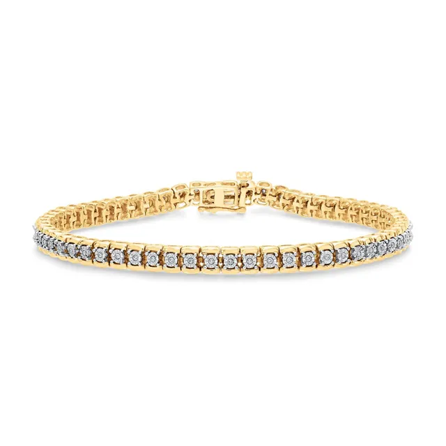 Audrey 14k Yellow Gold Bangle Bracelet in White Diamonds