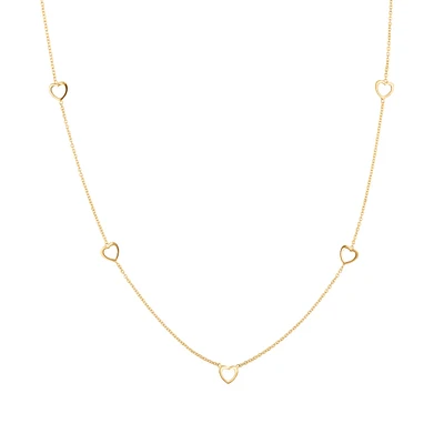 Yellow Gold Multi Heart Necklace