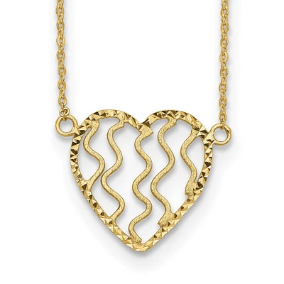 Yellow Gold Open Heart Pendant Necklace