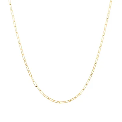 Yellow Gold Paperclip Link Chain Necklace 2.1mm