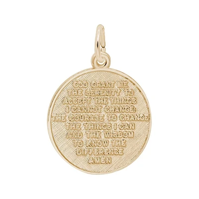 14k Yellow Gold Serenity Prayer Double Sided Flat Charm