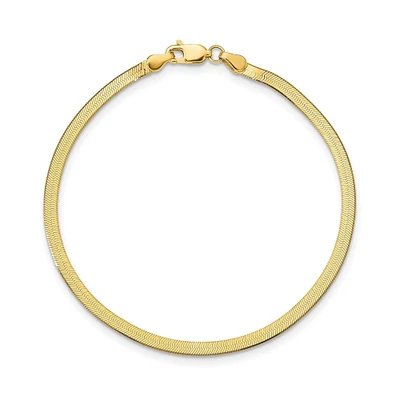 Yellow Gold Silky Herringbone Chain Bracelet 3mm