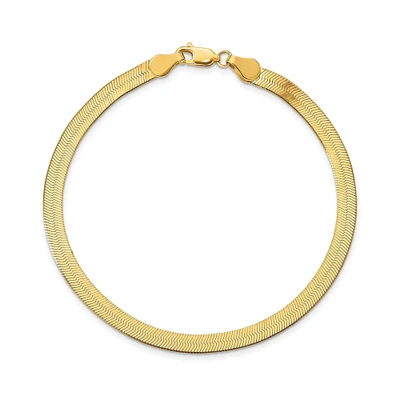 Yellow Gold Silky Herringbone Chain Bracelet 4mm